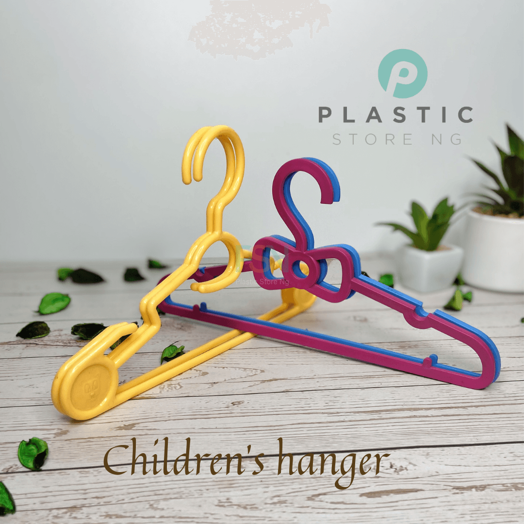Colorful kids clothes hanger with curved edges