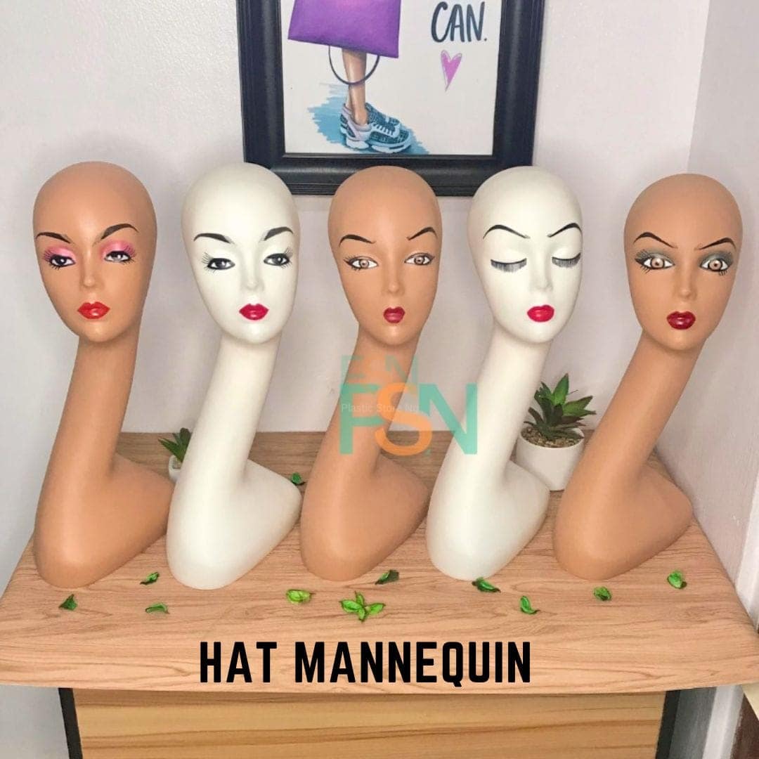 Plastic hat mannequin head in white and black โ durable display head for wigs, hats, and accessories in Nigeria