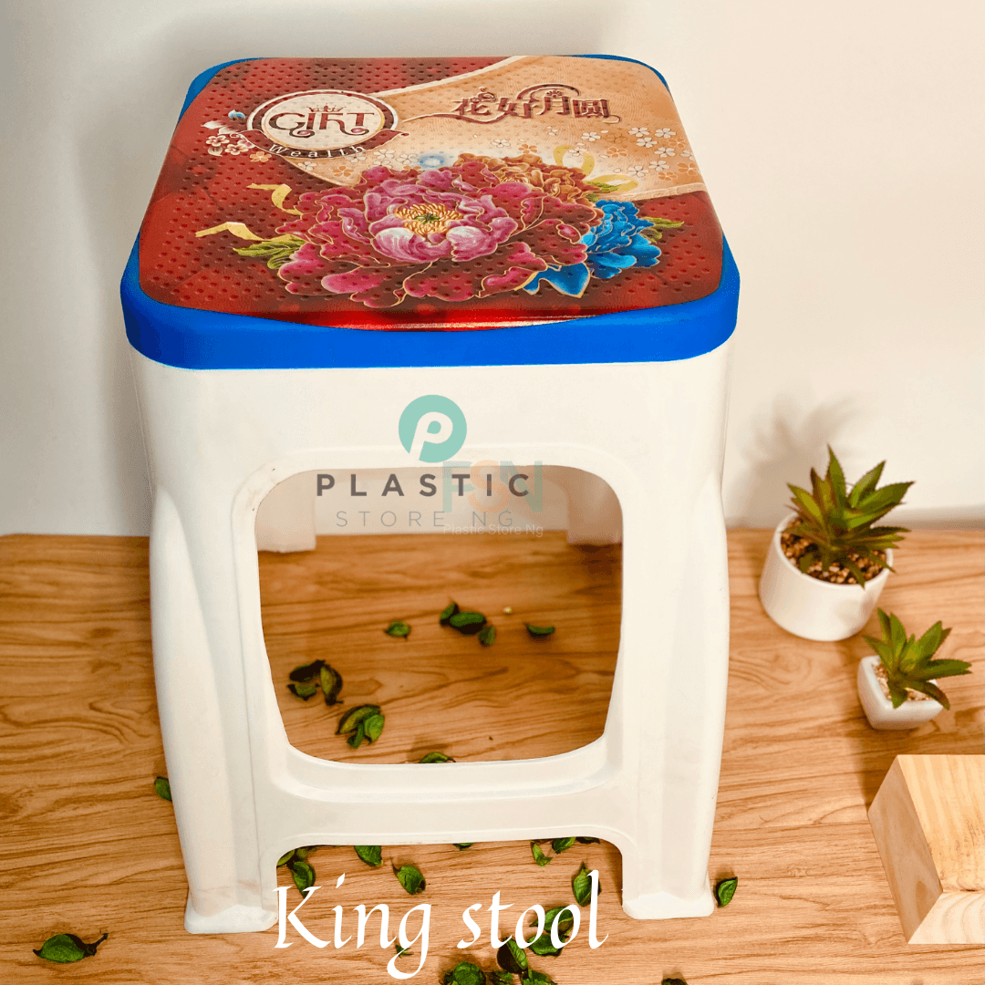 Children’s stool with cartoon stickers on the top surface