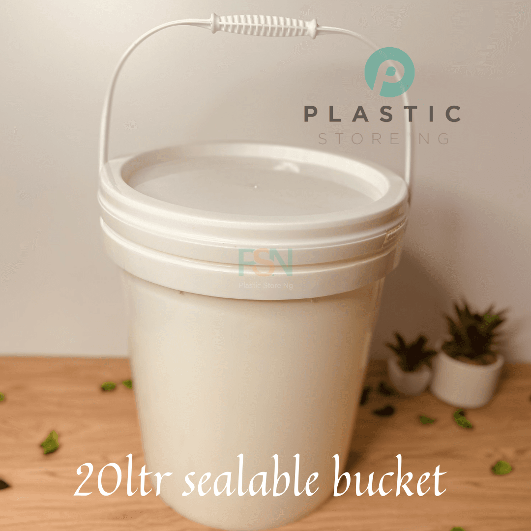 20 litres plastic tamper-proof HDPE bucket with lid, cap, and tap – water and chemical storage container in Nigeria