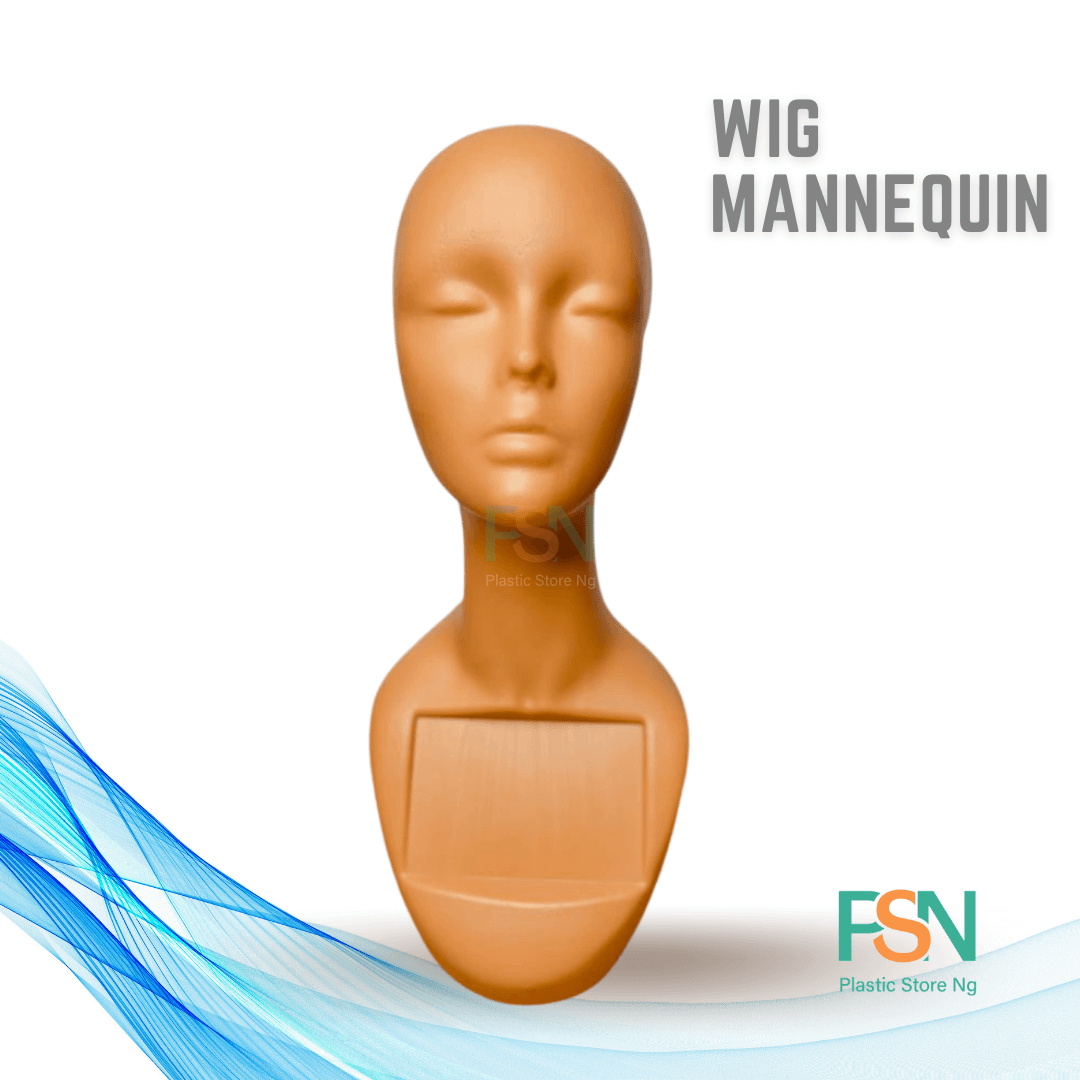 Wig displayed on a mannequin head for styling