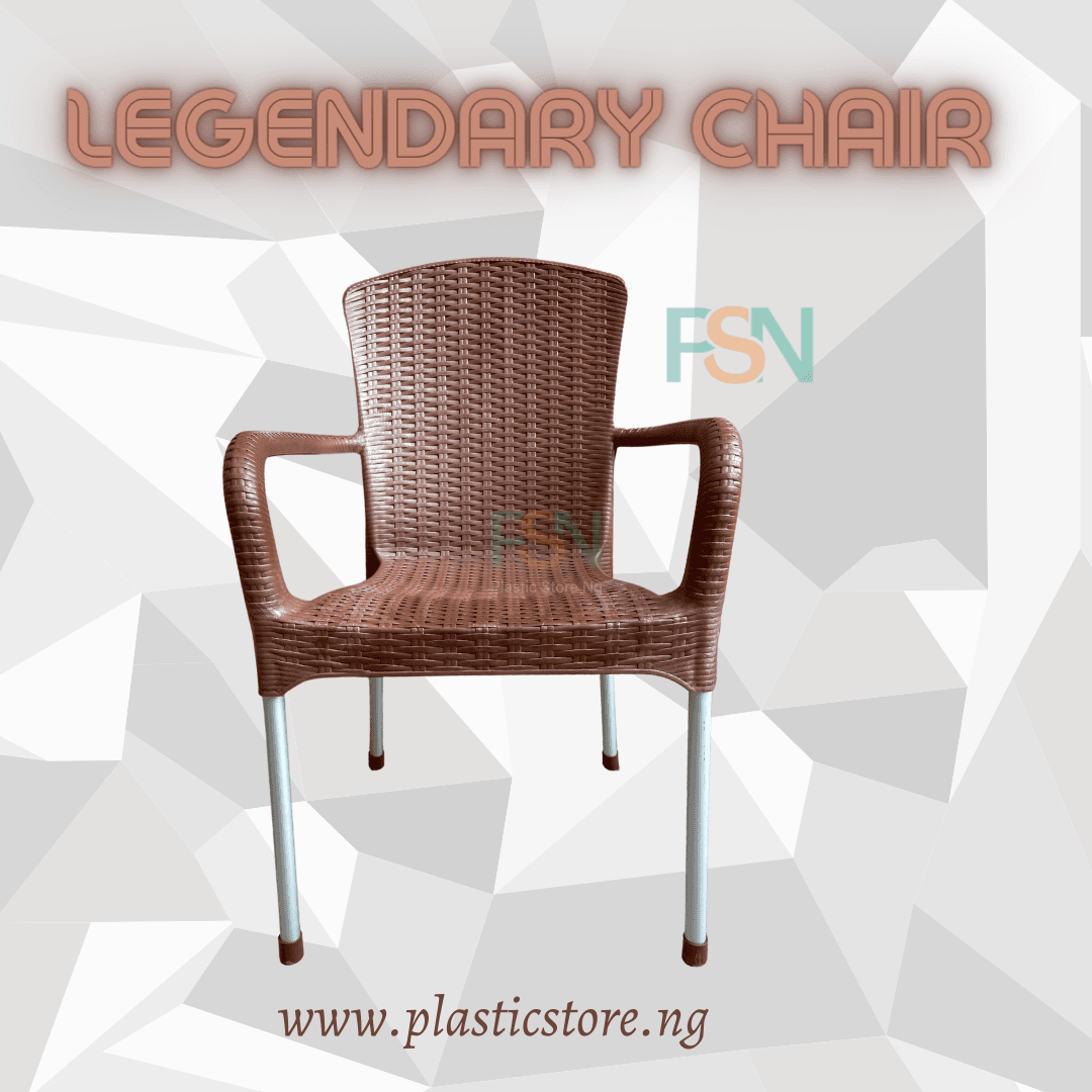 Chair with sturdy iron legs and cushioned seat