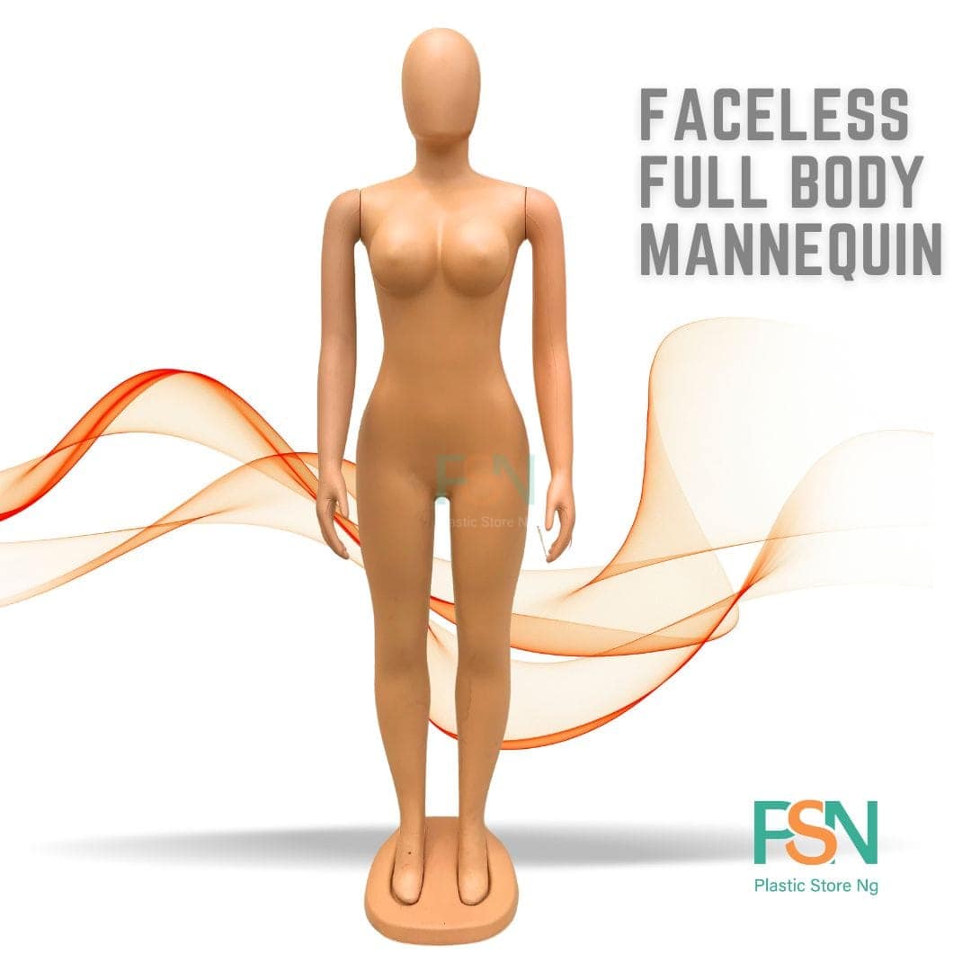 Faceless full-body display mannequin used for clothing presentation