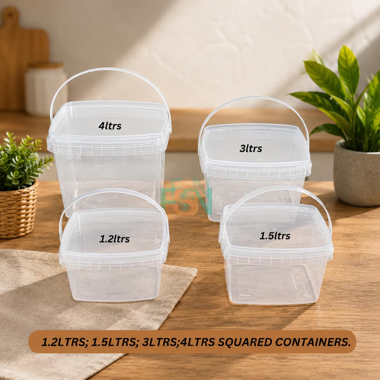 1.5LTR Squared Container (per bag-100pcs) - Image 2