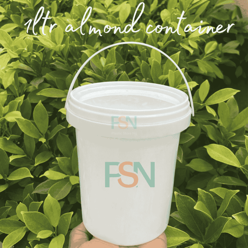 1 litre almond white plastic food container with airtight lid – reusable, durable, and food-grade packaging tub in Nigeria
