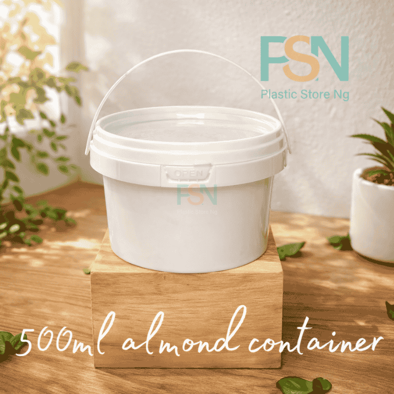 500ml almond white plastic food container with lid for packaging and storage in Nigeria – food-grade and reusable