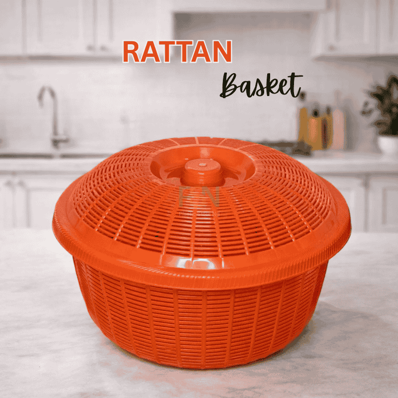 Rattan-style plastic basket with lid for laundry and kitchen storage in Nigeria