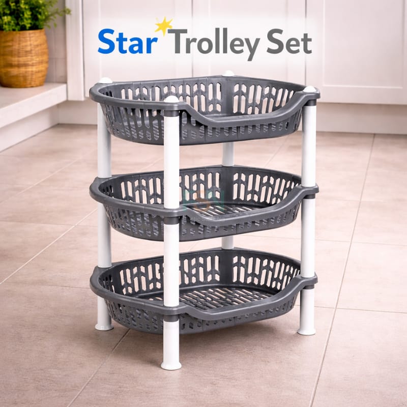 StatTrolley set – 3 tier utility storage trolley for kitchen, office, and home organisation in Nigeria