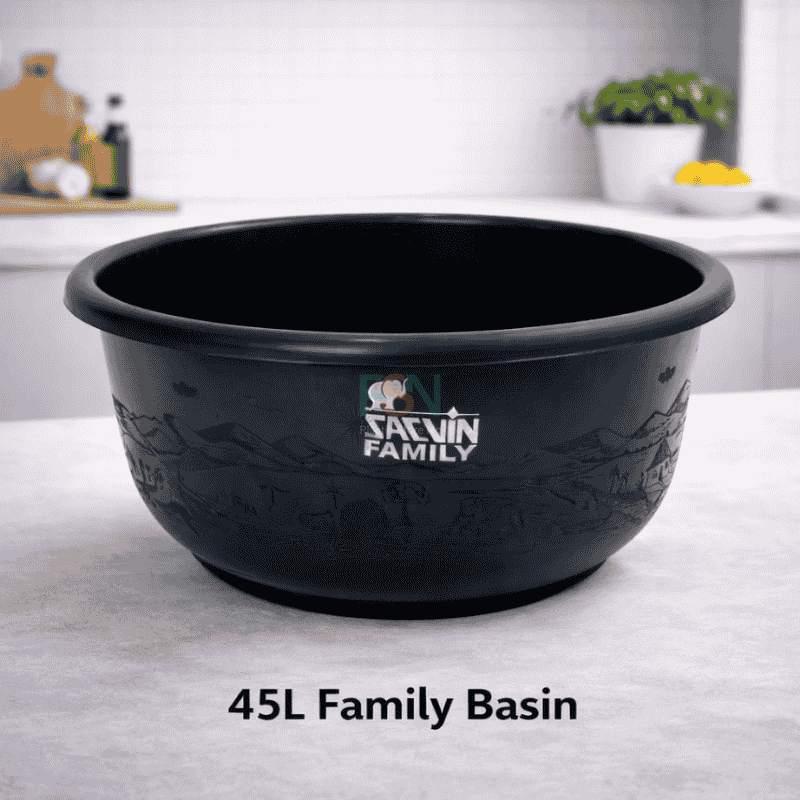 45L extra large black family basin for heavy duty laundry